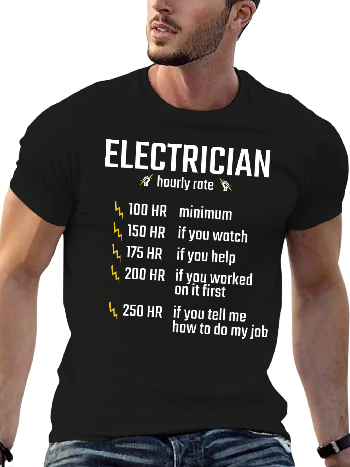 Electrician Hourly Rate Graphic Tee - Funny Electrician Shirt