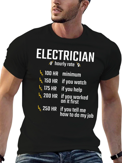 Electrician Hourly Rate Graphic Tee - Funny Electrician Shirt