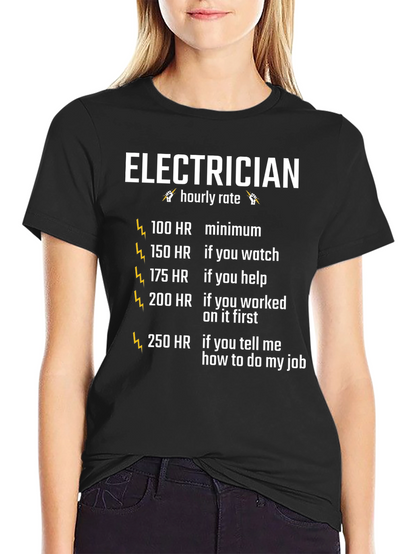 Electrician Hourly Rate Graphic Tee - Funny Electrician Shirt