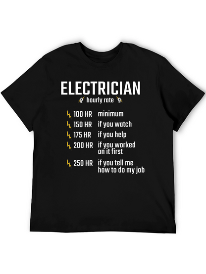 Electrician Hourly Rate Graphic Tee - Funny Electrician Shirt