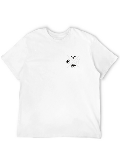 Mens Black Graphic Tee - Crossed Axes Deer Design