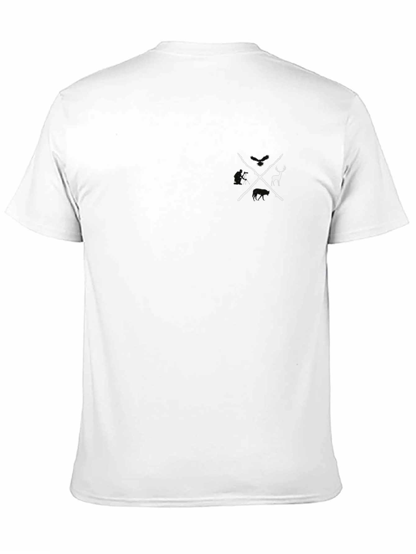 Mens Black Graphic Tee - Crossed Axes Deer Design