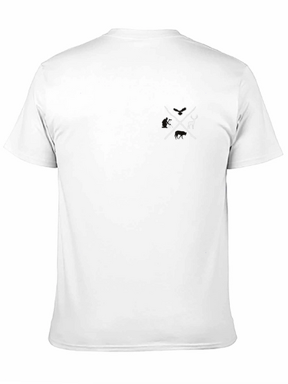 Mens Black Graphic Tee - Crossed Axes Deer Design