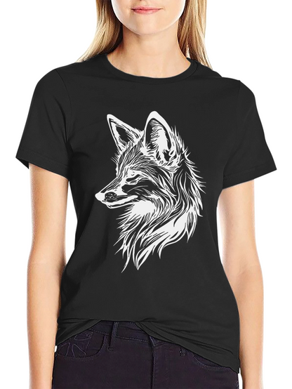 Black Fox Graphic Tee - Stylish Animal Print Shirt