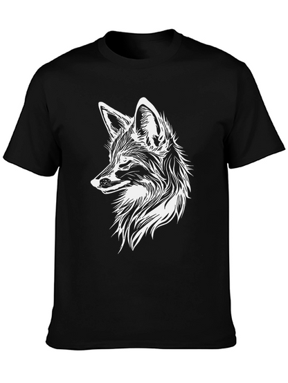 Black Fox Graphic Tee - Stylish Animal Print Shirt
