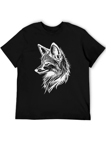 Black Fox Graphic Tee - Stylish Animal Print Shirt