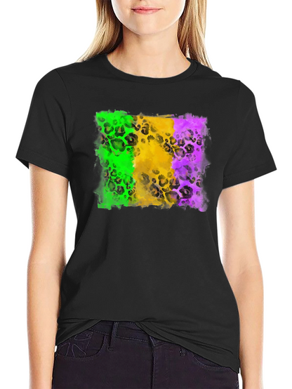 Mardi Gras Leopard Print T-Shirt