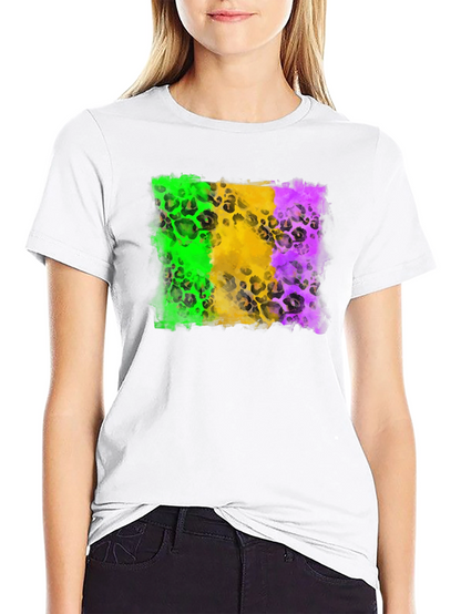 Mardi Gras Leopard Print T-Shirt