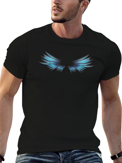 Cool Black T-Shirt with Blue Wings Design
