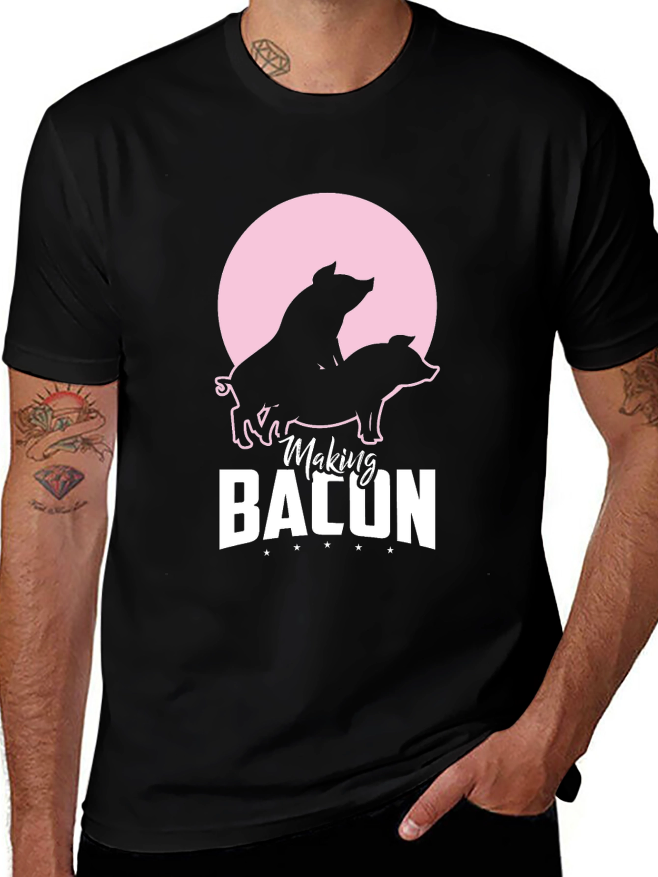 Making Bacon Graphic T-Shirt Funny Pig Design