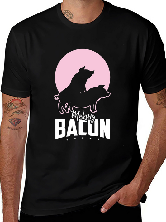 Making Bacon Graphic T-Shirt Funny Pig Design