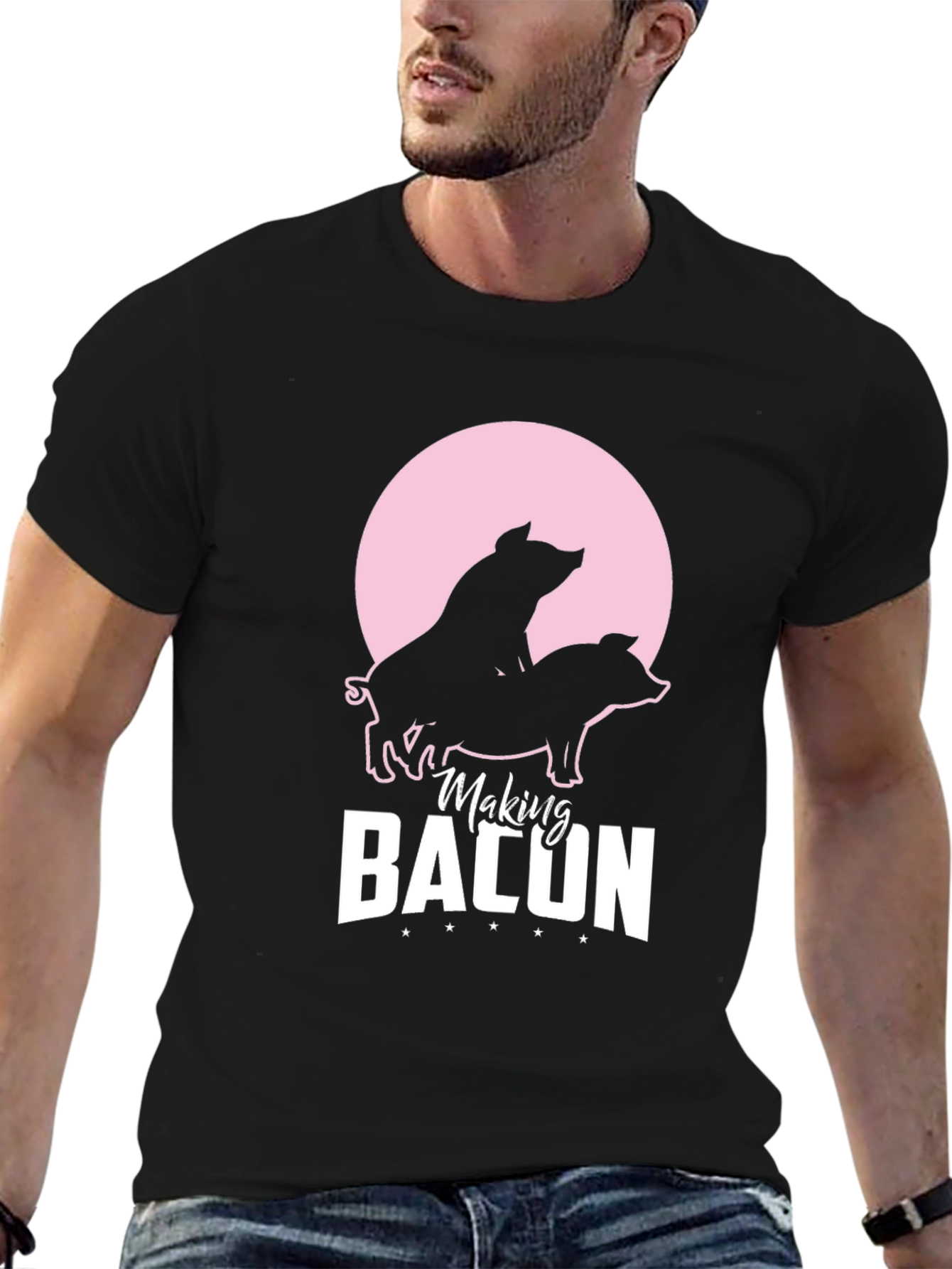 Making Bacon Graphic T-Shirt Funny Pig Design