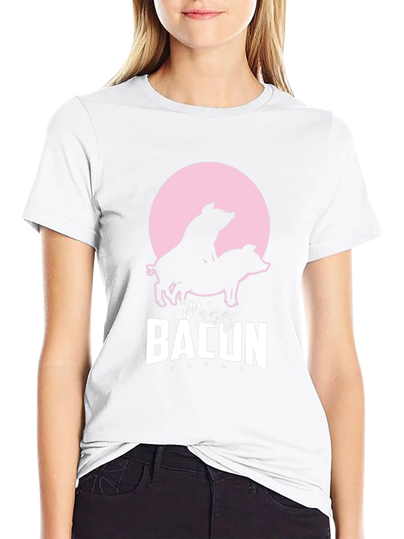 Making Bacon Graphic T-Shirt Funny Pig Design