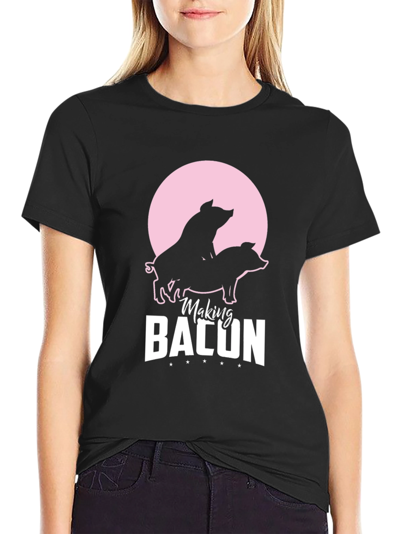 Making Bacon Graphic T-Shirt Funny Pig Design