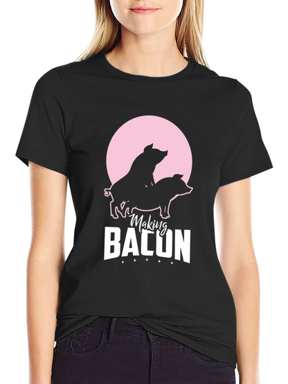 Making Bacon Graphic T-Shirt Funny Pig Design