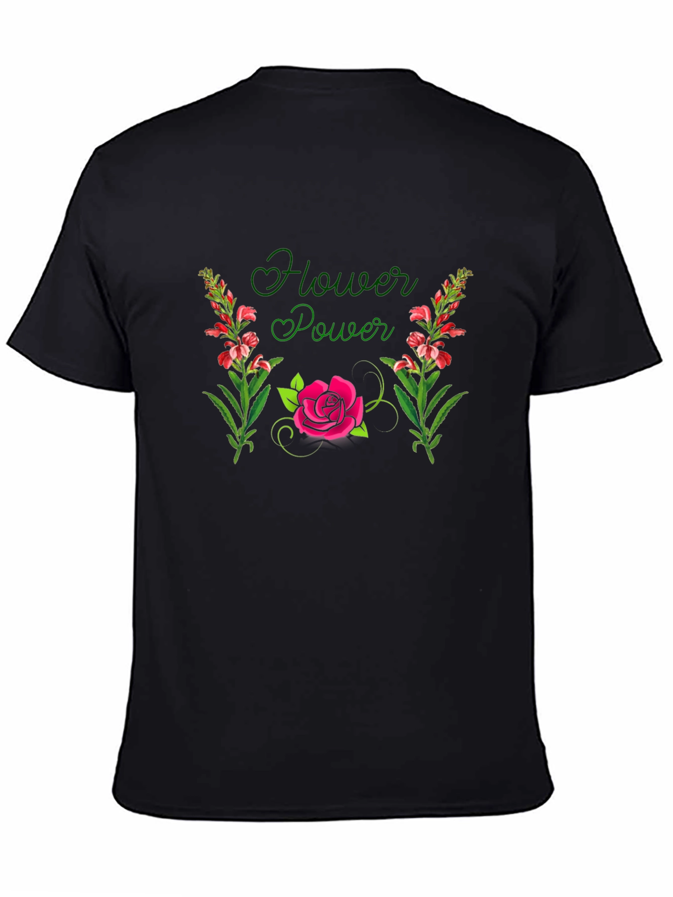 Flower Power Graphic Black T-Shirt