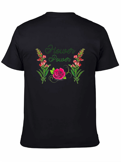 Flower Power Graphic Black T-Shirt