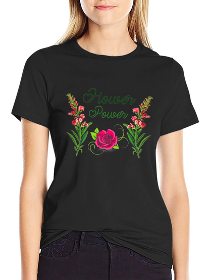 Flower Power Graphic Black T-Shirt