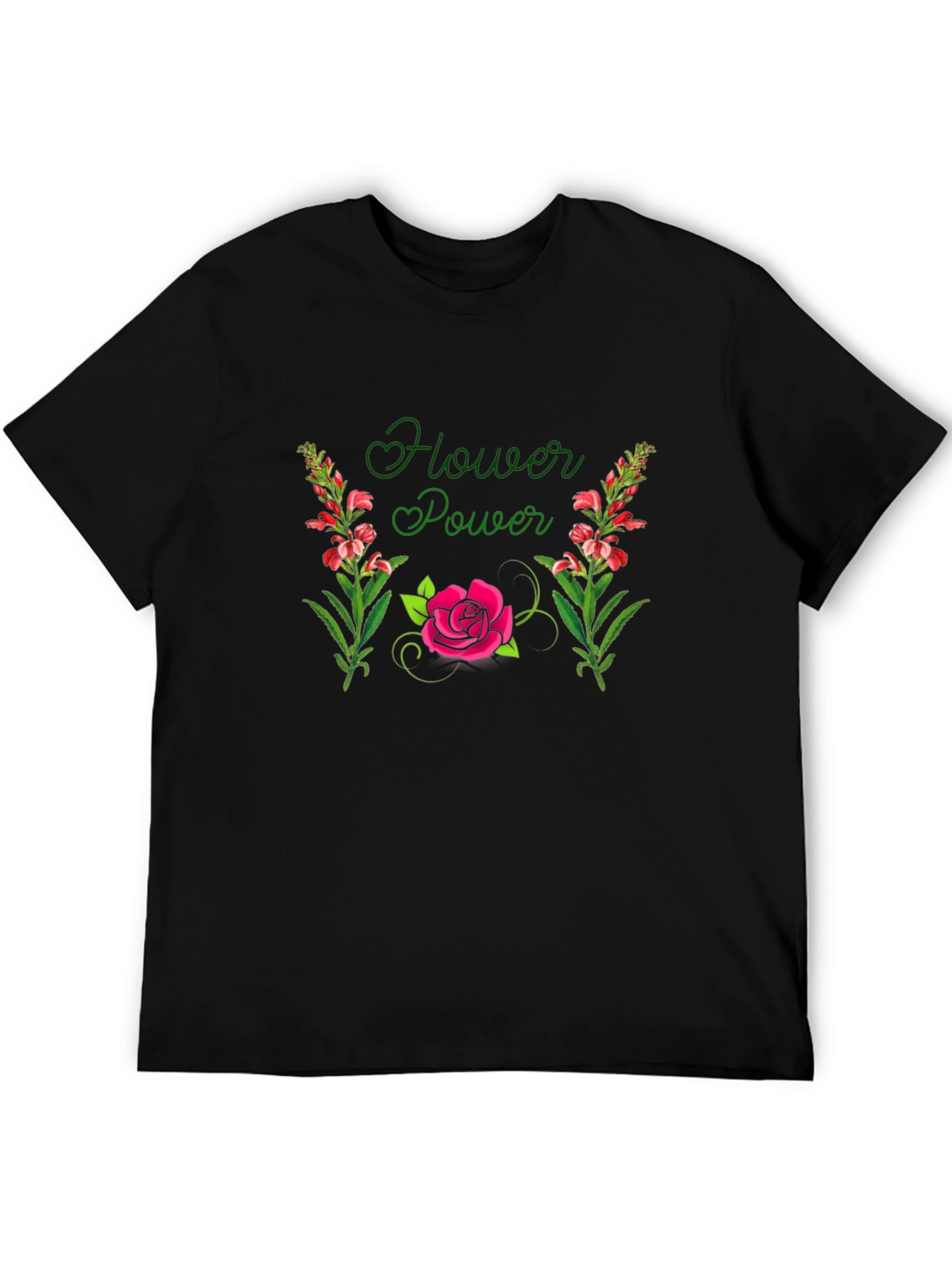 Flower Power Graphic Black T-Shirt