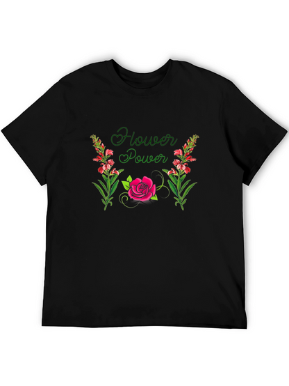 Flower Power Graphic Black T-Shirt