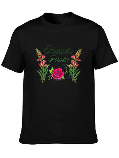 Flower Power Graphic Black T-Shirt