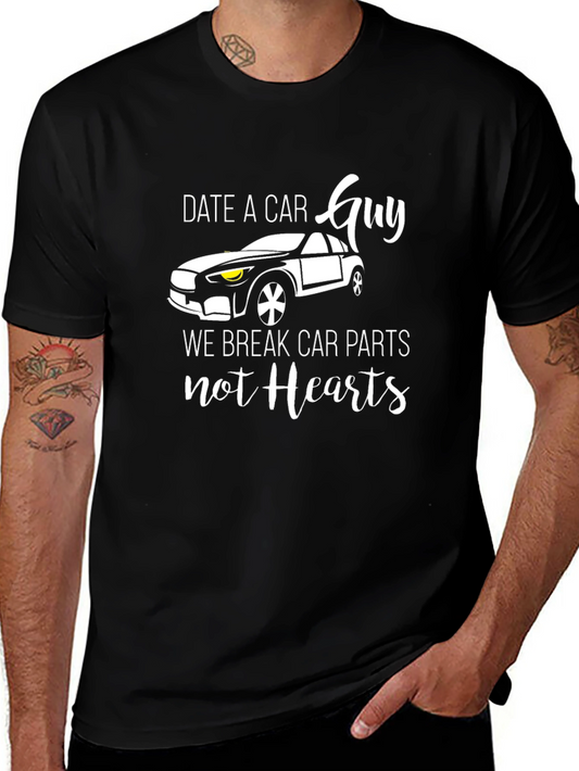 Date a Car Guy - Car Parts Not Hearts Black T-Shirt