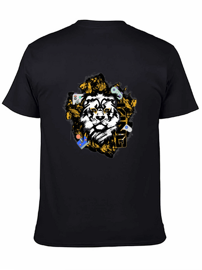 Gaming Lion Graphic T-Shirt - Black