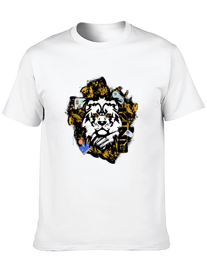 Gaming Lion Graphic T-Shirt - Black