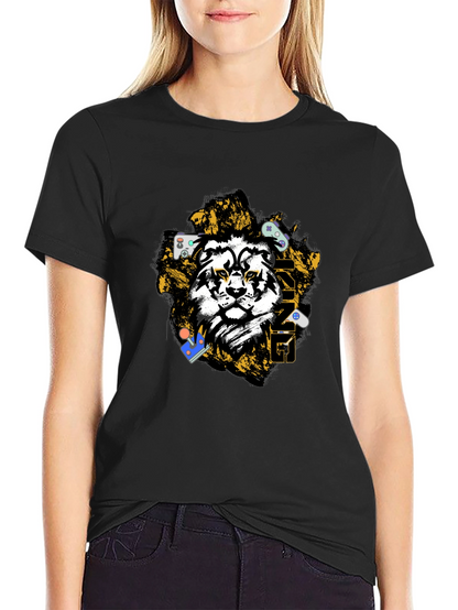 Gaming Lion Graphic T-Shirt - Black