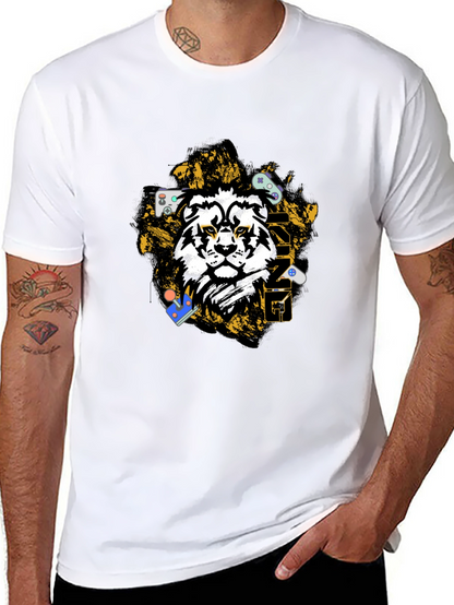 Gaming Lion Graphic T-Shirt - Black