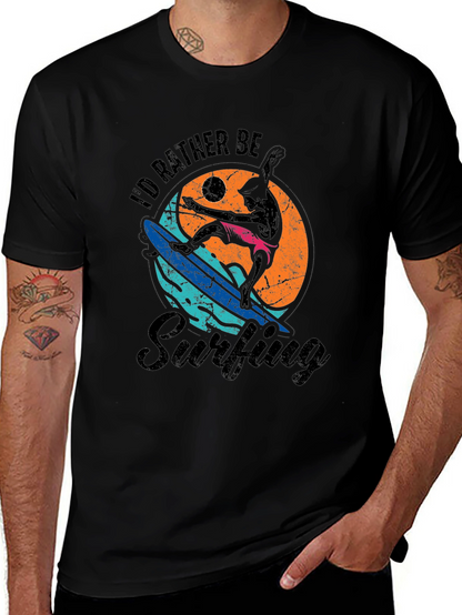 Id Rather Be Surfing Black T-Shirt