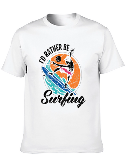 Id Rather Be Surfing Black T-Shirt