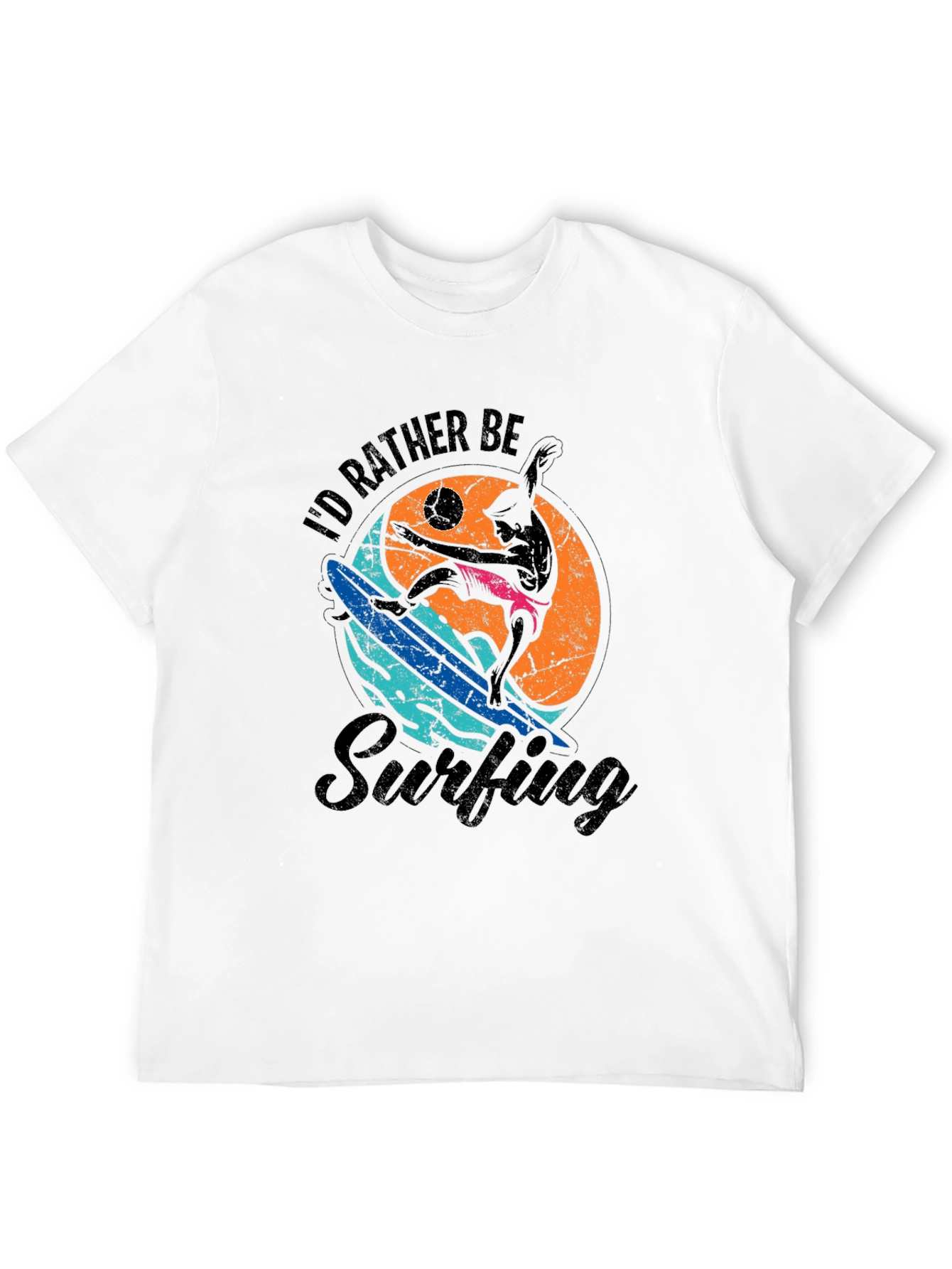 Id Rather Be Surfing Black T-Shirt