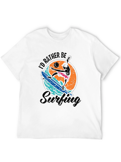 Id Rather Be Surfing Black T-Shirt