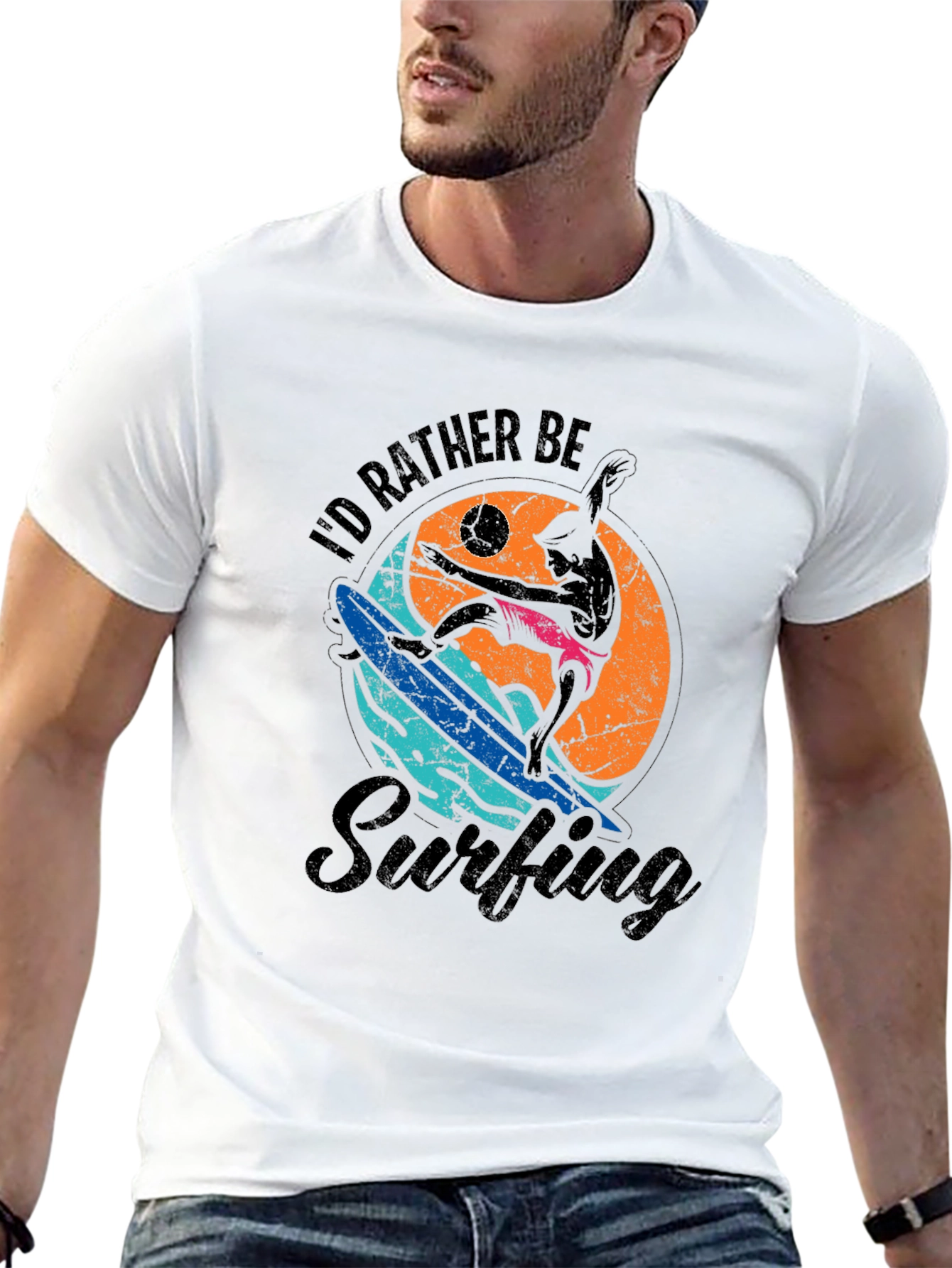 Id Rather Be Surfing Black T-Shirt