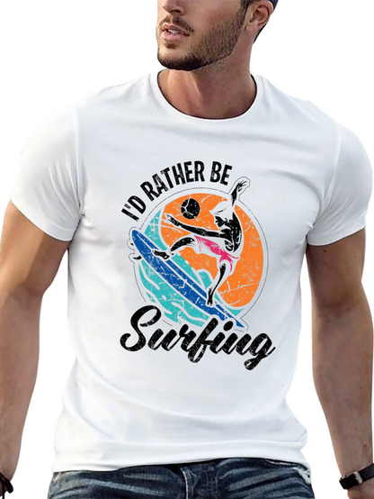 Id Rather Be Surfing Black T-Shirt
