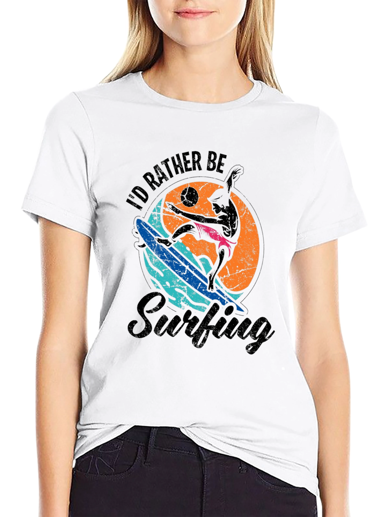 Id Rather Be Surfing Black T-Shirt
