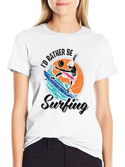 Id Rather Be Surfing Black T-Shirt