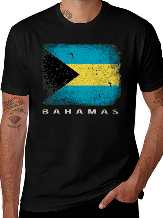Bahamas Flag Graphic T-Shirt - Distressed Design