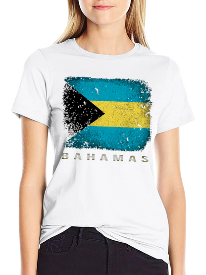 Bahamas Flag Graphic T-Shirt - Distressed Design