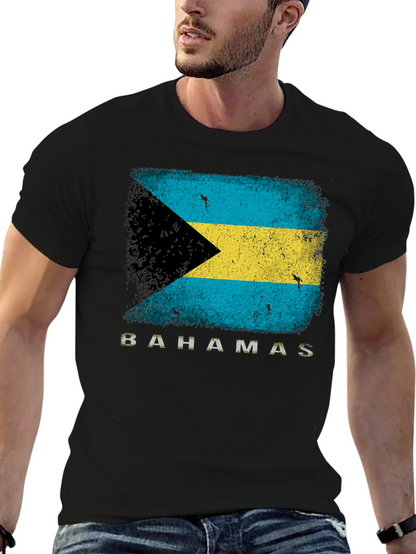 Bahamas Flag Graphic T-Shirt - Distressed Design