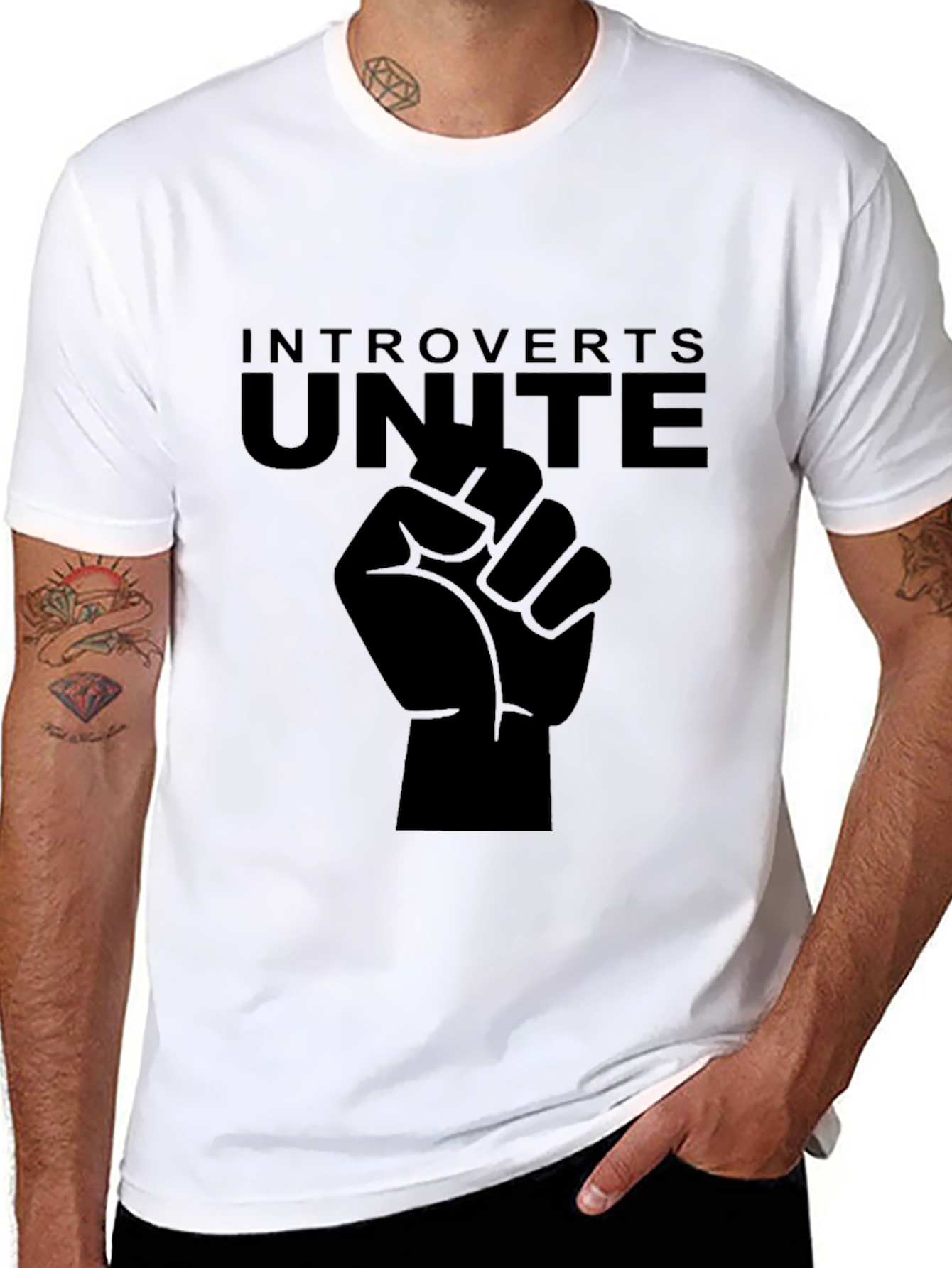 Introverts Unite Black Graphic Tee
