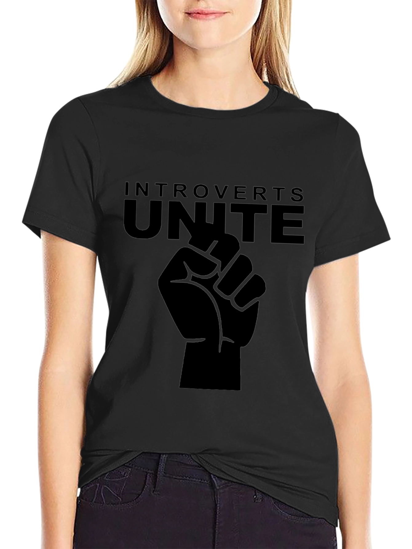 Introverts Unite Black Graphic Tee