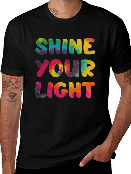 Shine Your Light Tie Dye Graphic Tee - Black