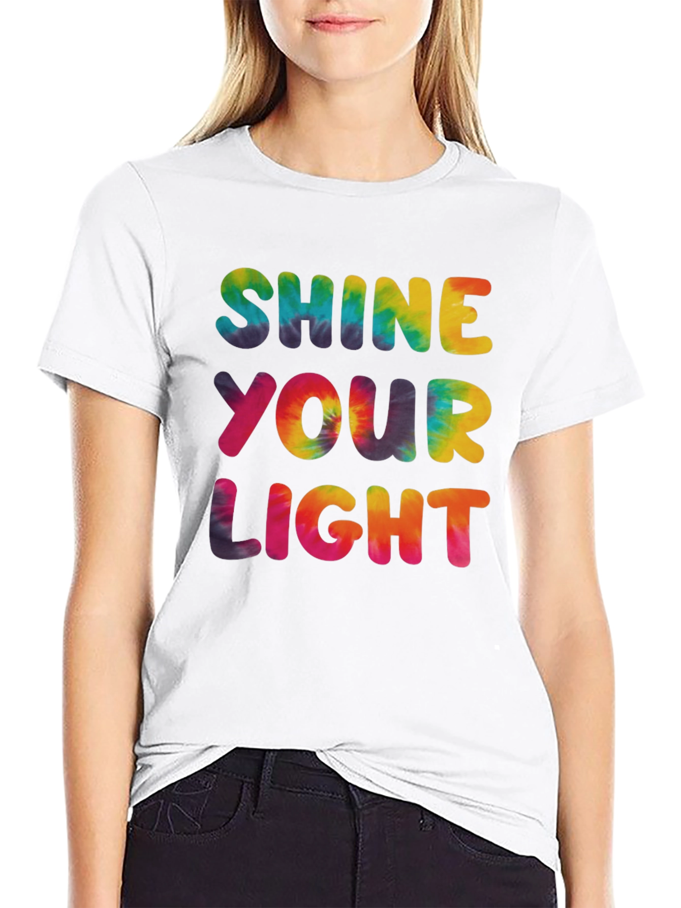 Shine Your Light Tie Dye Graphic Tee - Black