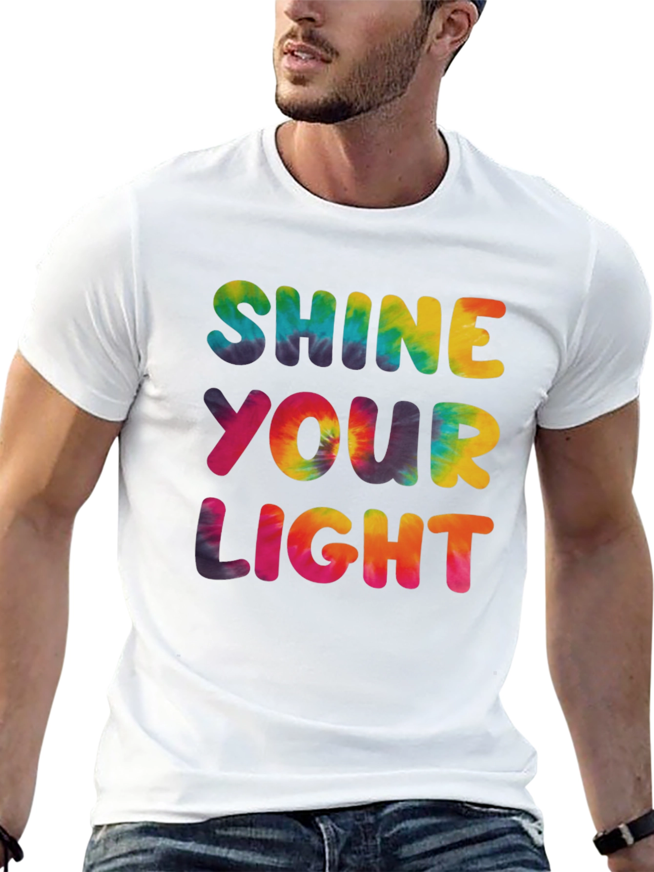 Shine Your Light Tie Dye Graphic Tee - Black