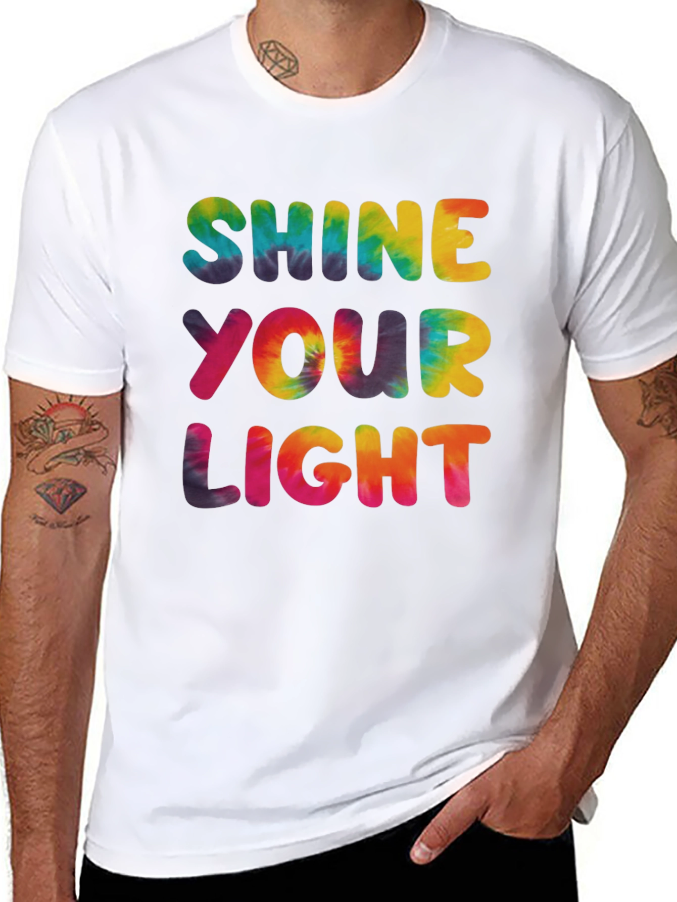 Shine Your Light Tie Dye Graphic Tee - Black