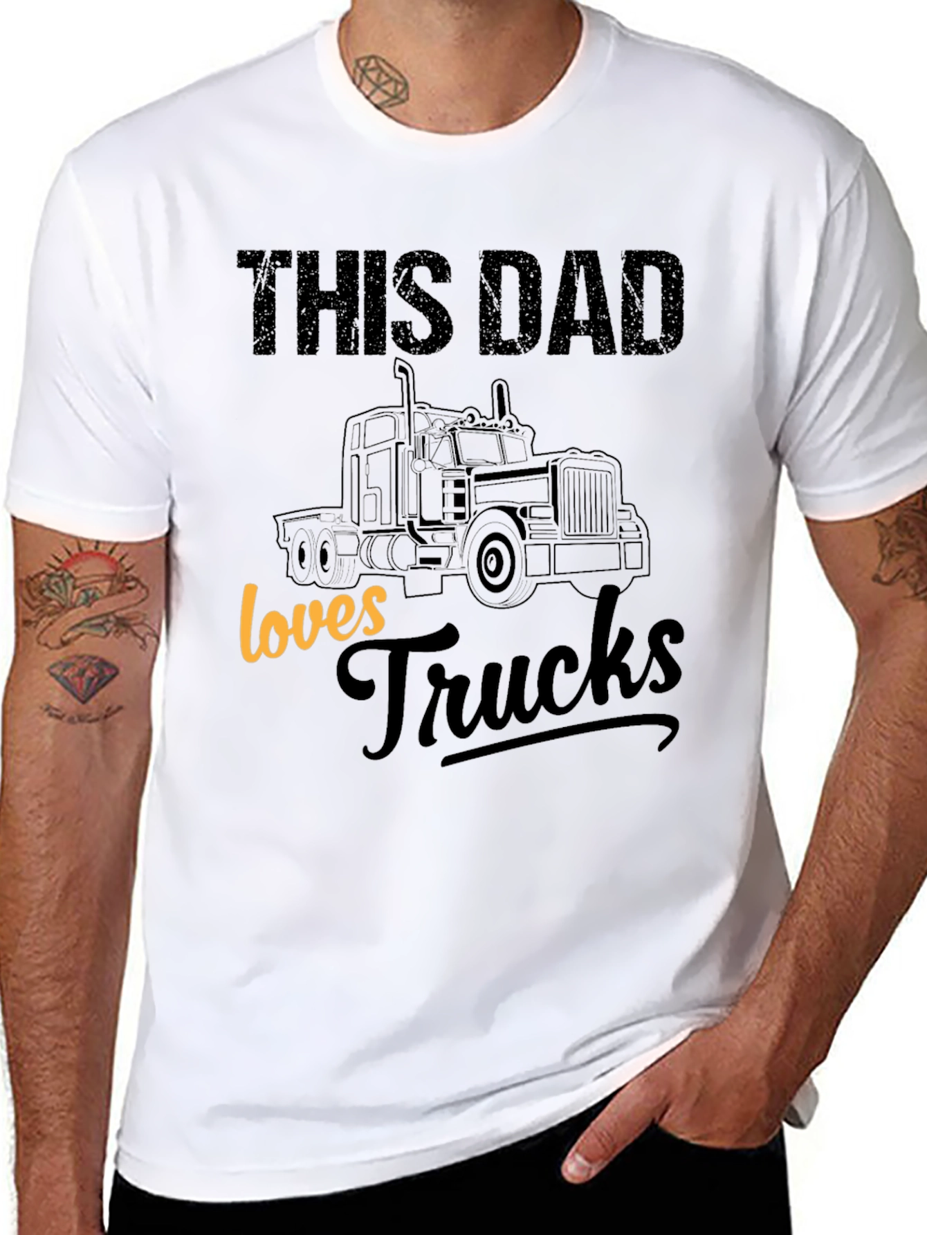 This Dad Loves Trucks T-Shirt - Black