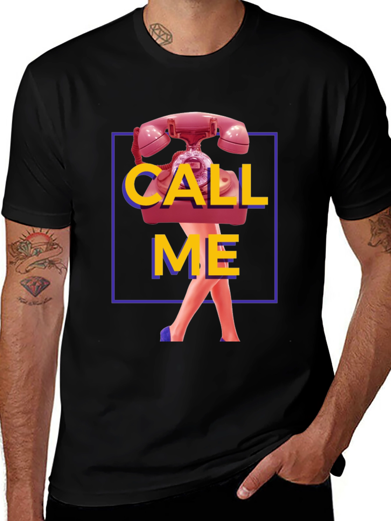 Call Me Graphic T-Shirt - Funky Retro Design