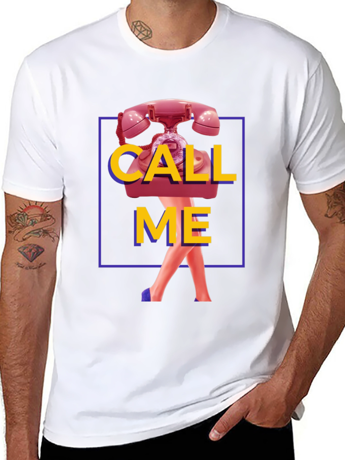 Call Me Graphic T-Shirt - Funky Retro Design